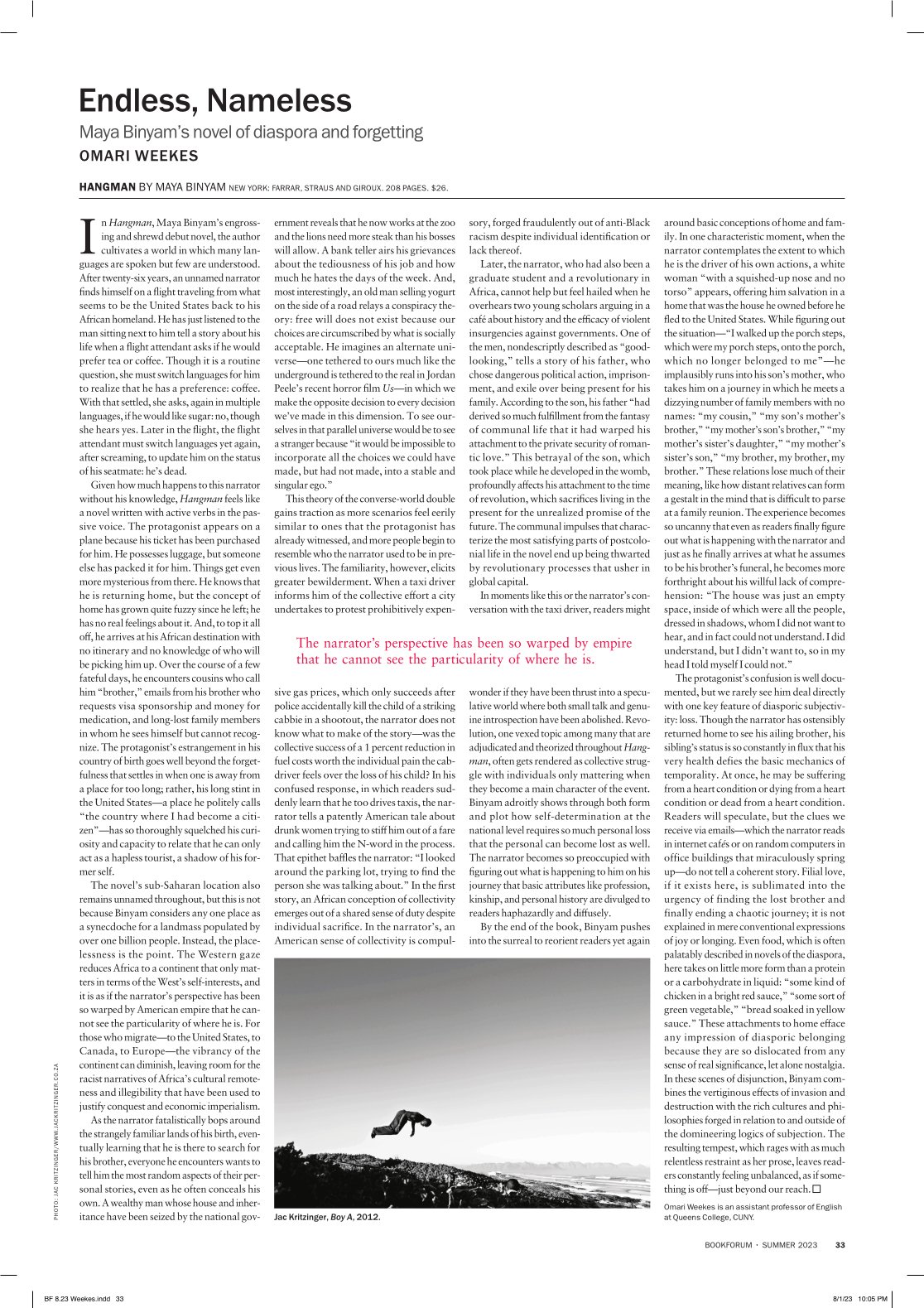 Sheets Bookforum magazine in photography by Jac Kritzinger