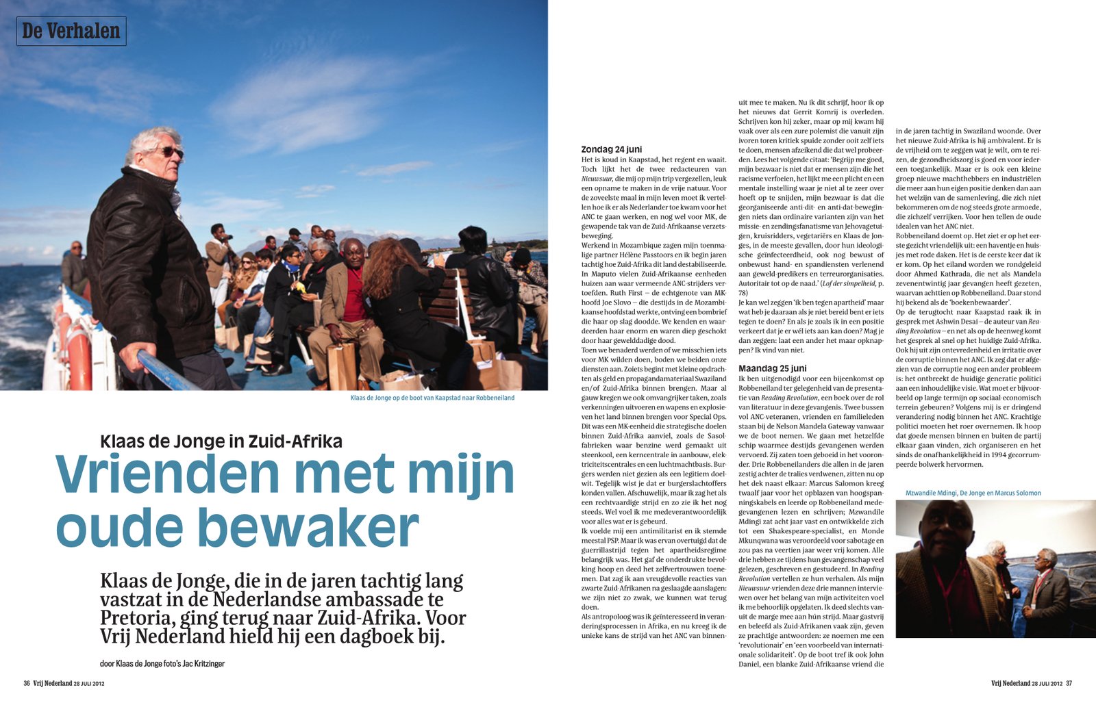 Sheets Vrij Nederland magazine in photography by Jac Kritzinger