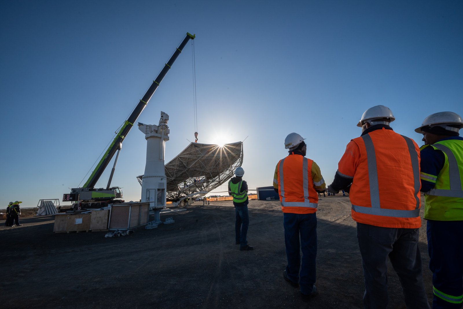 SKAO dish lift dawn in series photography by Jac Kritzinger