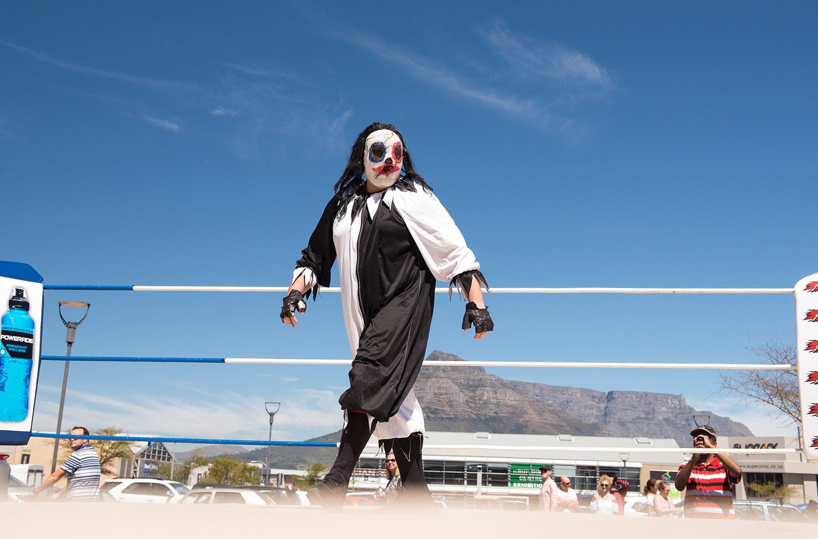 Costumed wrestler 1 in photography by Jac Kritzinger